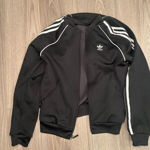 Adidas Black Track Jacket with White Stripes